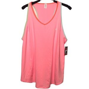 NWT Fila Sport Pink Athletic Tank Top Racerback Workout V Neck Women XXL Wicking